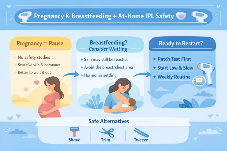 (Infographic placeholder) Pregnancy & Breastfeeding + IPL: Pause / Restart / What to do instead