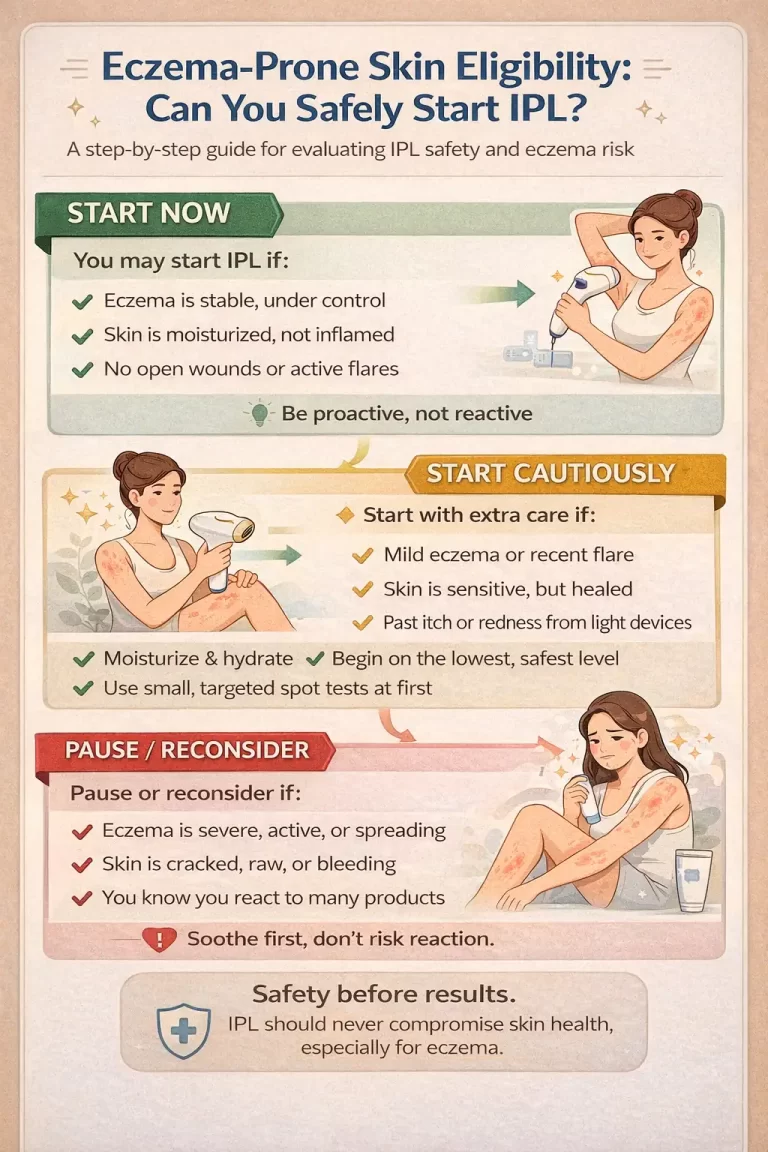 Eczema-prone skin IPL eligibility boundary guide: start now, start cautiously, or pause