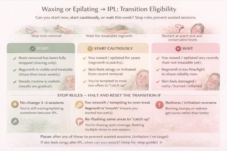 Waxing or epilating to IPL transition decision guide: when you’re eligible to start and a safe restart timeline