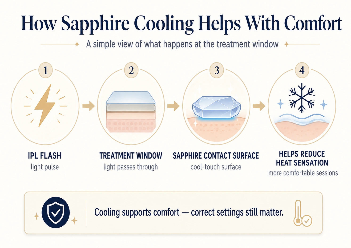 How sapphire cooling helps improve IPL treatment comfort by reducing heat sensation at the skin-contact surface
