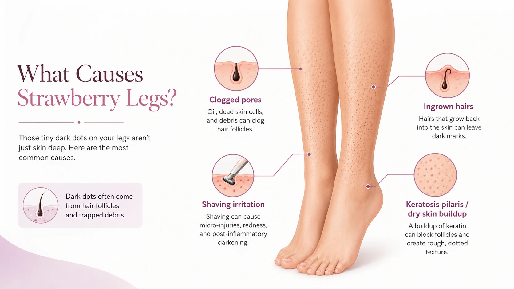 What causes strawberry legs including clogged pores ingrown hairs shaving irritation and keratosis pilaris